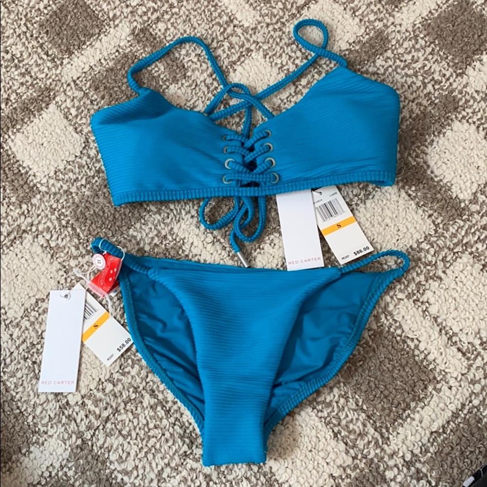 Red Carter bikini top and bottom size small